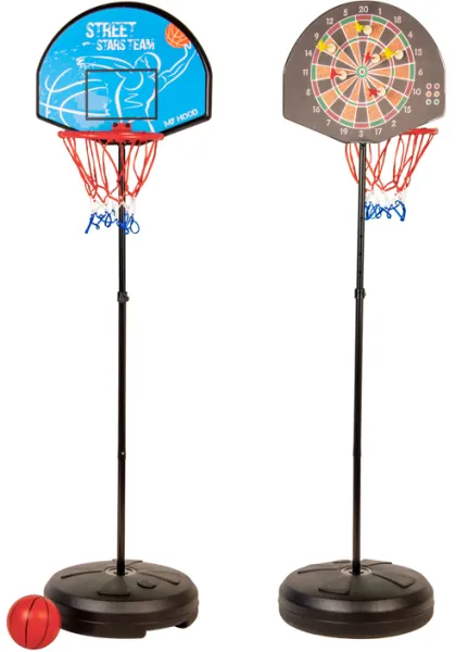 My Hood - Basketkurv og Dart i en stativ - Med plastball, piler og pumpe